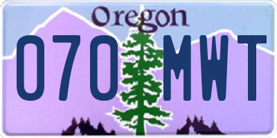 OR license plate 070MWT