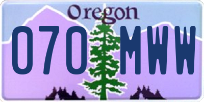 OR license plate 070MWW