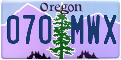 OR license plate 070MWX
