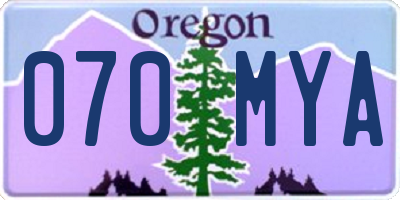 OR license plate 070MYA