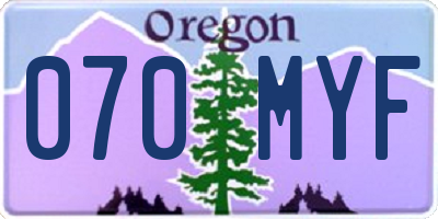 OR license plate 070MYF