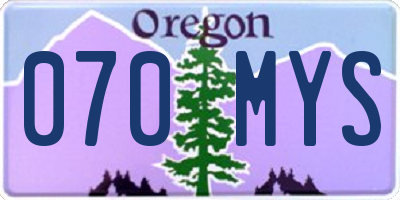 OR license plate 070MYS