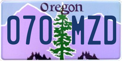OR license plate 070MZD