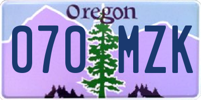 OR license plate 070MZK