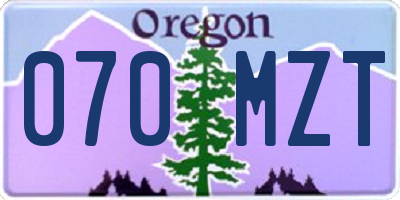 OR license plate 070MZT