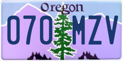OR license plate 070MZV