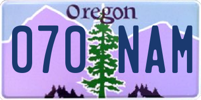 OR license plate 070NAM