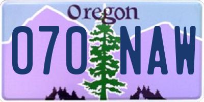 OR license plate 070NAW
