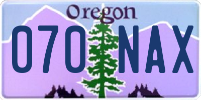 OR license plate 070NAX