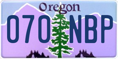 OR license plate 070NBP