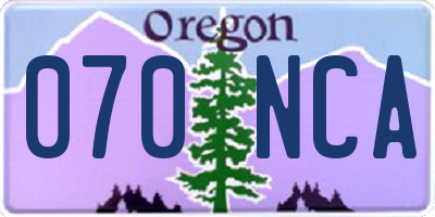 OR license plate 070NCA