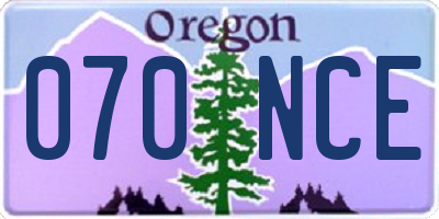 OR license plate 070NCE