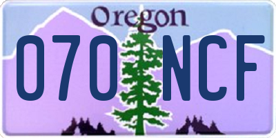 OR license plate 070NCF