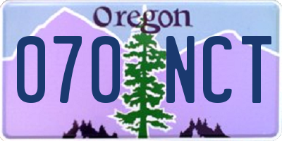 OR license plate 070NCT
