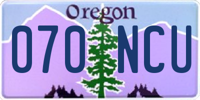OR license plate 070NCU