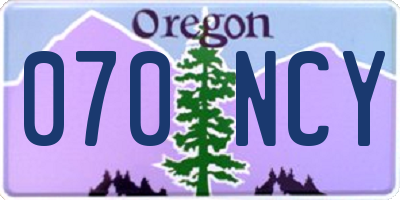 OR license plate 070NCY