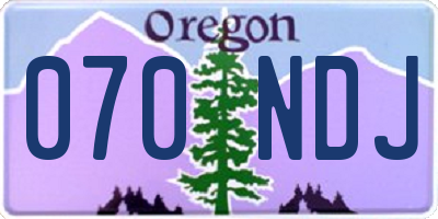 OR license plate 070NDJ