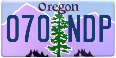 OR license plate 070NDP