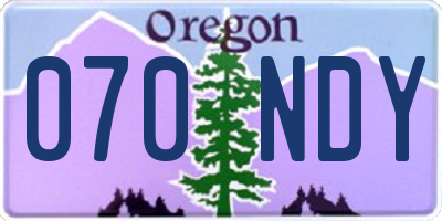 OR license plate 070NDY