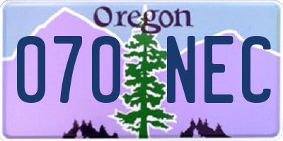 OR license plate 070NEC
