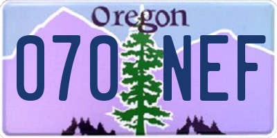 OR license plate 070NEF