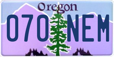 OR license plate 070NEM