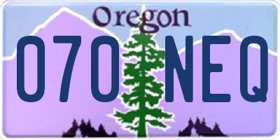 OR license plate 070NEQ
