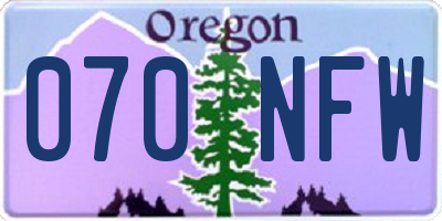 OR license plate 070NFW