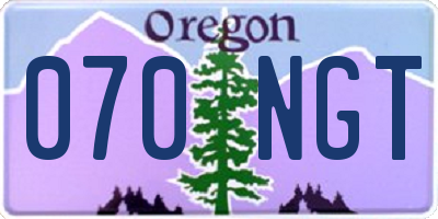 OR license plate 070NGT