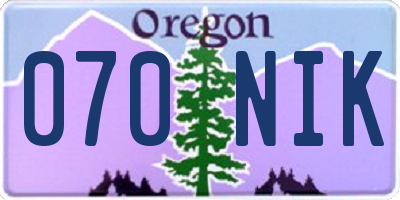OR license plate 070NIK