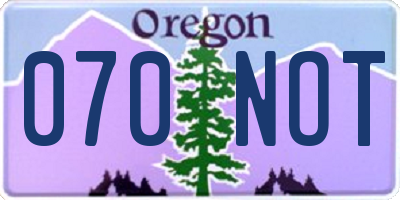 OR license plate 070NOT
