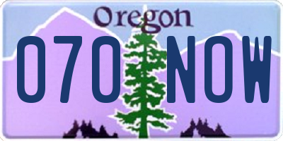 OR license plate 070NOW