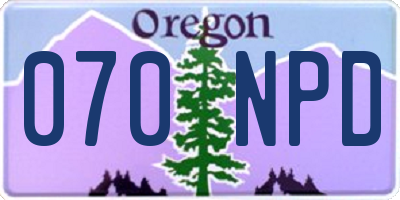 OR license plate 070NPD