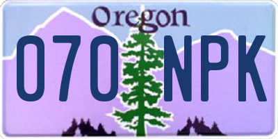 OR license plate 070NPK