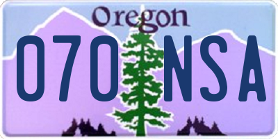 OR license plate 070NSA