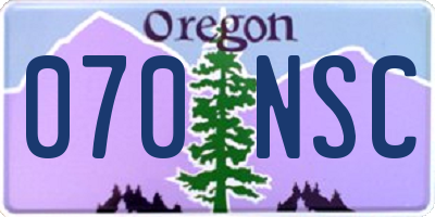 OR license plate 070NSC