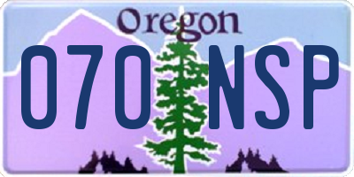 OR license plate 070NSP