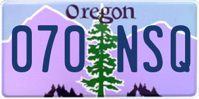 OR license plate 070NSQ