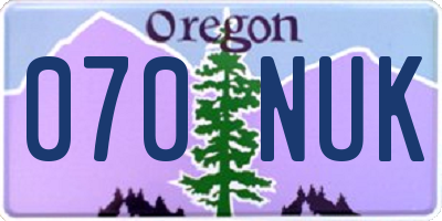 OR license plate 070NUK