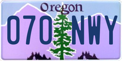 OR license plate 070NWY