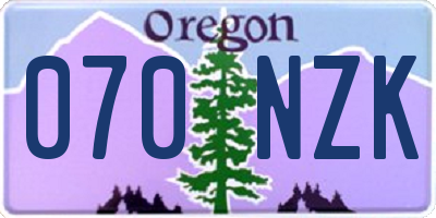 OR license plate 070NZK