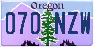 OR license plate 070NZW