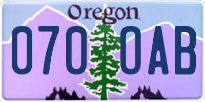 OR license plate 070OAB