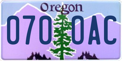 OR license plate 070OAC