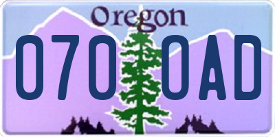 OR license plate 070OAD