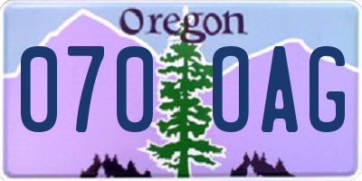 OR license plate 070OAG