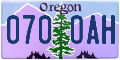 OR license plate 070OAH