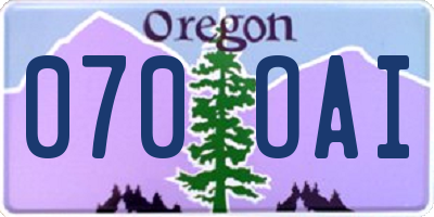 OR license plate 070OAI