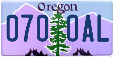 OR license plate 070OAL