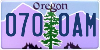 OR license plate 070OAM